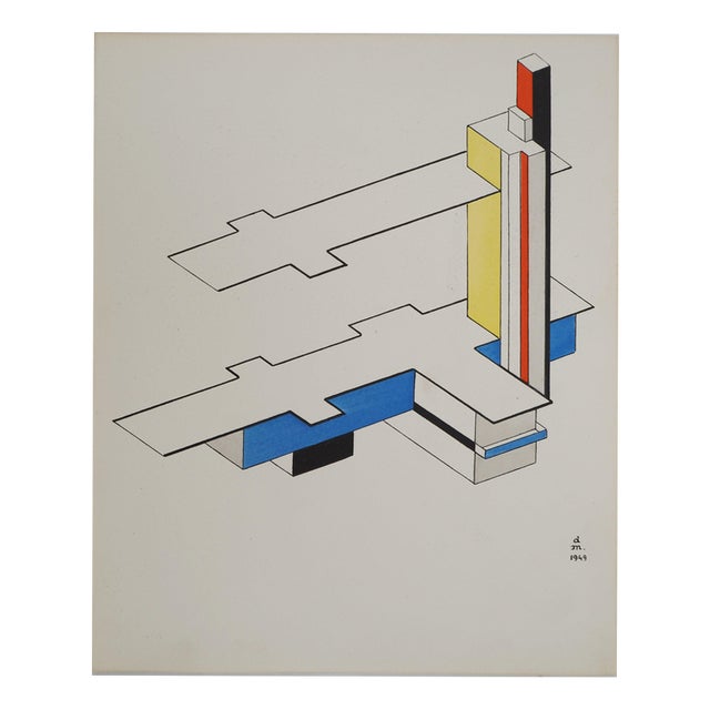 Félix Del Marle, Architecture, Abstract Plan, Signed Lithograph For Sale