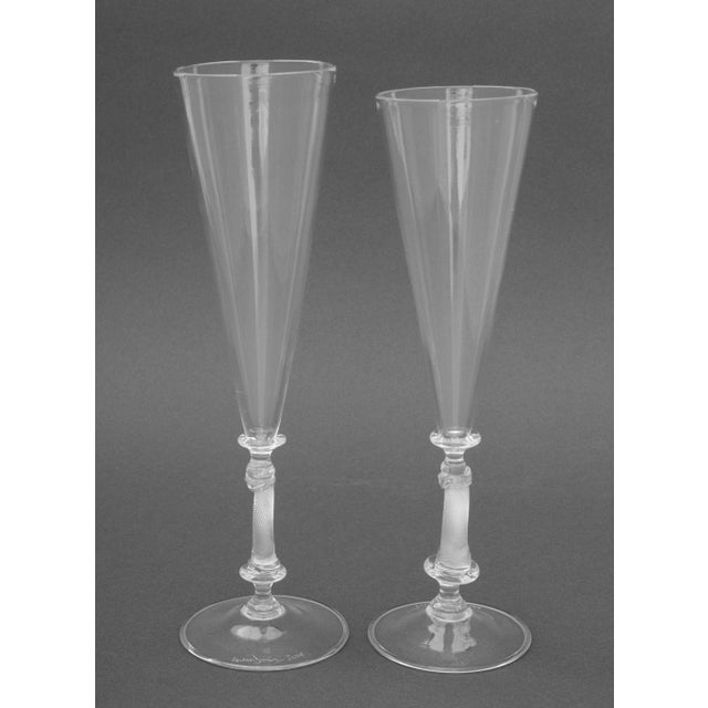 2010s Adam Holtzinger Optic Twist Glass Goblets - a Pair For Sale - Image 5 of 6