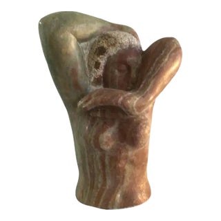 1960s Marble Sculpture of a Woman with Oversized Hands For Sale