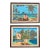 1991 French Polynesian Figurative Watercolor Paintings by Emmanuel Masson, Framed - Set of 2 For Sale
