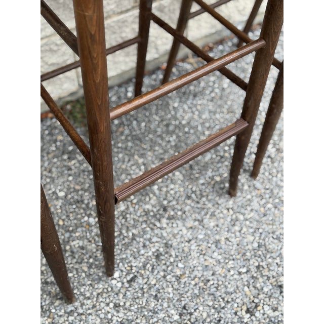 Set of Four Vintage Rush Seat Ladderback Bar Stools For Sale - Image 9 of 12