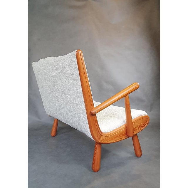 Wood Mid-Century Scandinavian 2-Seater Setee in Wood and Bouclé Fabric in the style of Philip Arctander, 1950s For Sale - Image 7 of 17