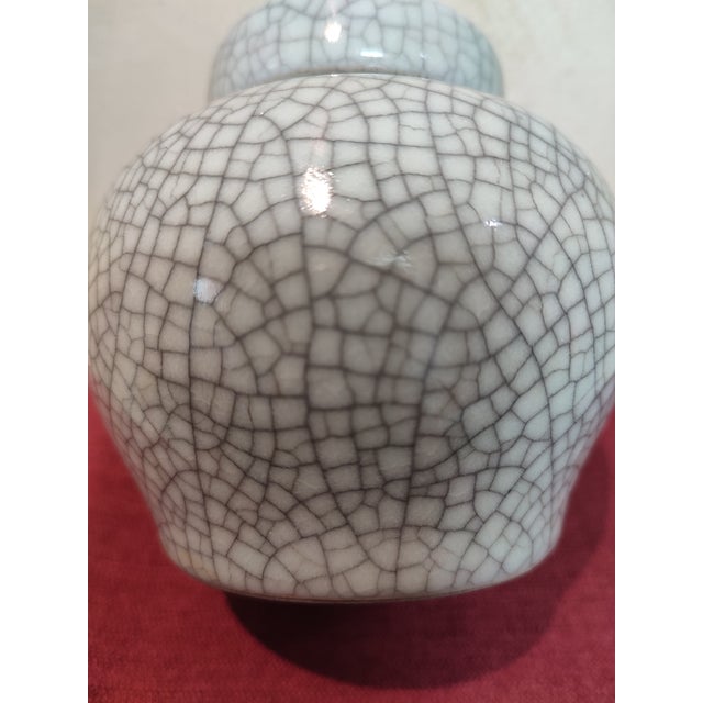 Chinese Ceramic Pot Guan Ware Crackle Glaze Celadon Tea Jar For Sale - Image 11 of 11