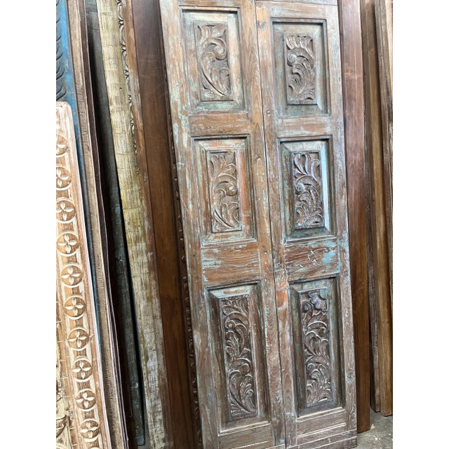 Vintage Carved Double Doors | Reclaimed Wood Hinged or Sliding Barn Doors 80 For Sale In Orlando - Image 6 of 8