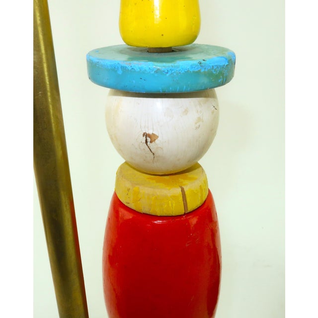 1950's French Wood Figural Ring Toss Toy Lamps, a Pair For Sale - Image 12 of 14