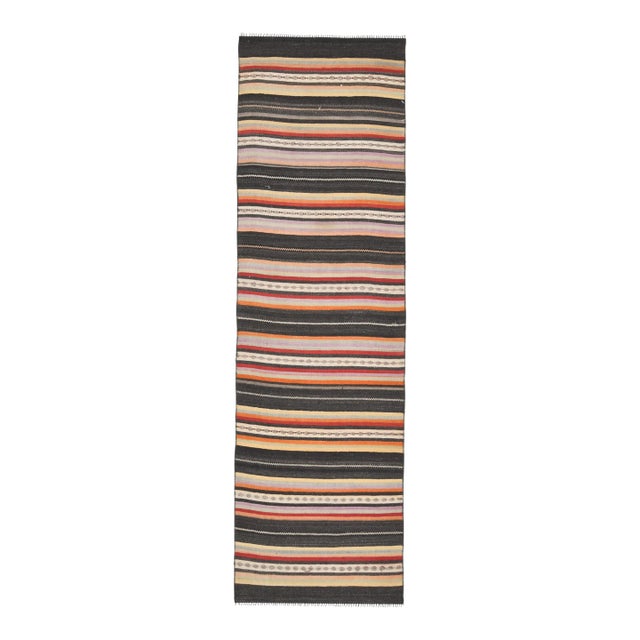 Vintage Turkish Oushak Handmade Wool Cotton Beige Runner Rug For Sale