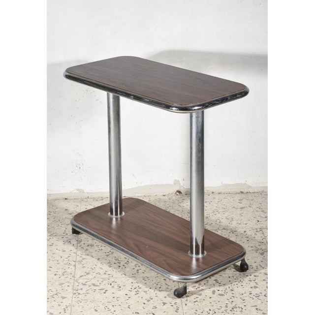 1980s Italian Trolley Table in Wood and Chromed Steel, 1980s For Sale - Image 5 of 7