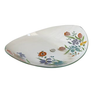 Mid-20th Century Dorothy Thorpe Curved Glass Floral Serving Platter For Sale