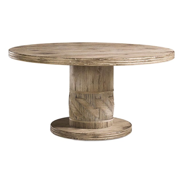 Rustic Modern Round Pedestal Dining Table For Sale