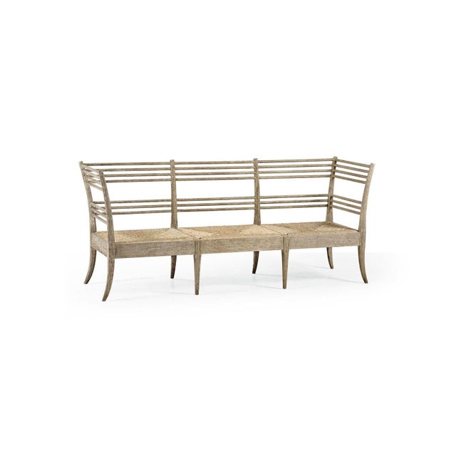 Gray Neoclassical Gustavian Slatted Wood Bench Sofa For Sale - Image 8 of 14