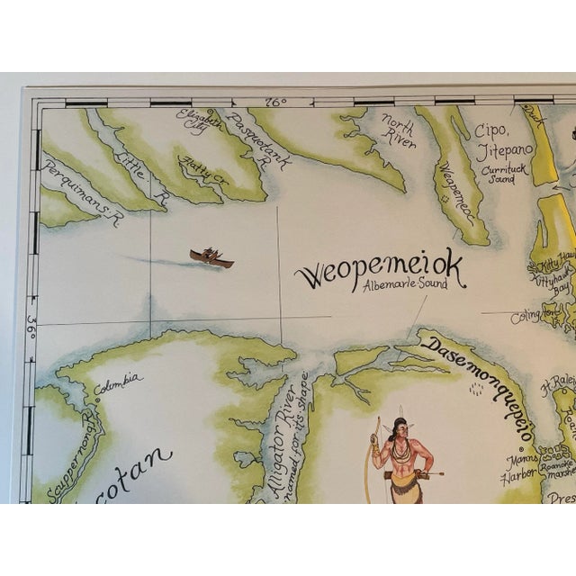 Vintage Outer Banks Illustrated Map Art Print by Jim Mitchem Artist Signed For Sale In Philadelphia - Image 6 of 9