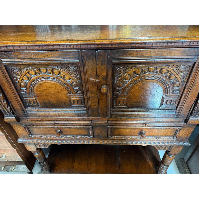 Wood Carved Oak Drinks Cupboard, 1970s For Sale - Image 7 of 8