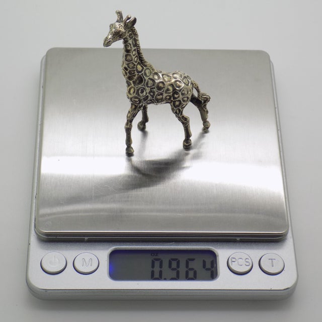 Vintage Italian Handmade Genuine Silver Detailed Giraffe Figurine Miniature For Sale - Image 9 of 10