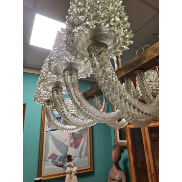 1940s 10-Light Chandelier in Rostral Glass attributed to Ercole Barovier for Barovier & Toso, 1940s For Sale - Image 5 of 10