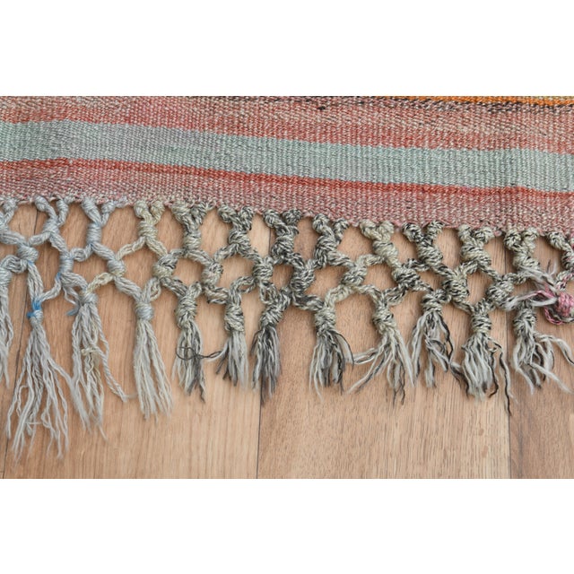 Boho Chic Colorful Geometric Pattern Woven Kilim Runner Rug For Sale - Image 3 of 11