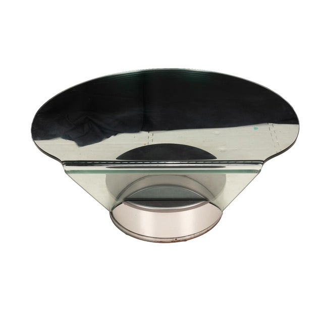 1980s Postmodern Bent Glass and Aluminum Swivel Coffee Table For Sale - Image 4 of 10