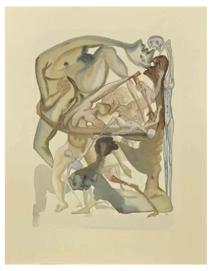 Salvador Dalí, On the Edge of the Seventh Circle, Woodcut, 1963