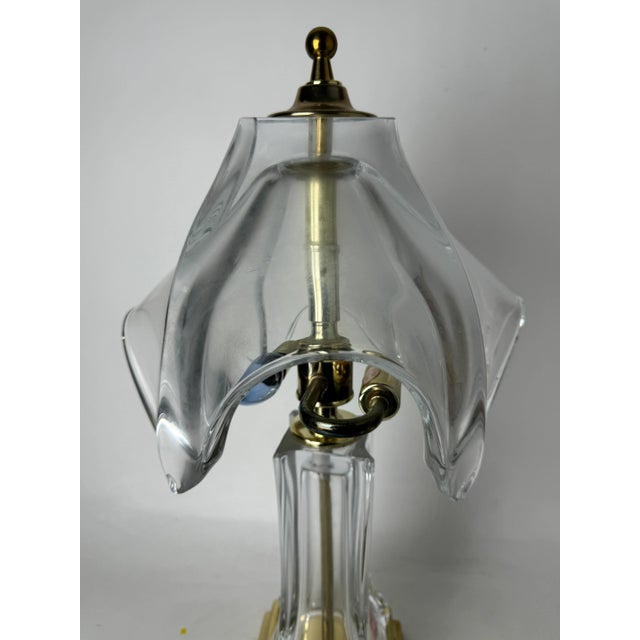 Cofrac Art Verrier 1970's Cofrac Art Verrier Style Leaded Crystal Glass and Brass Table Lamp For Sale - Image 4 of 11