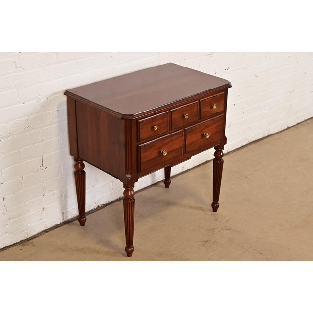 Ethan Allen French Regency Louis XVI Carved Cherry Wood Bedside Chest For Sale - Image 17 of 17