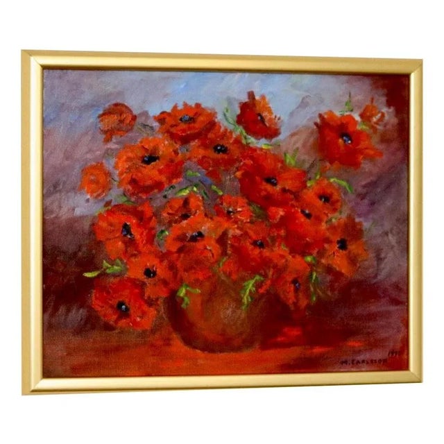 M Carlsson, Poppies, 1990s, Oil, Framed For Sale - Image 10 of 10