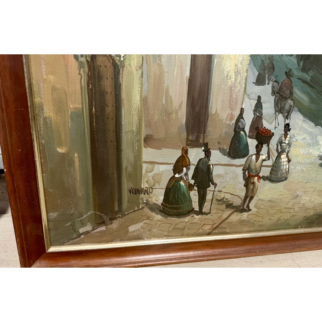Traditional Streetscape Oil Painting by Peruvian Artist Roger Vejarano Mesarina For Sale - Image 3 of 7