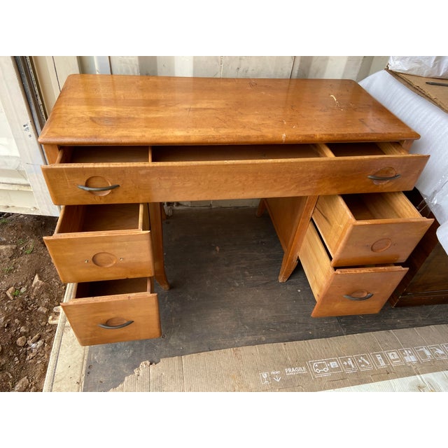 Mid-Century Modern 1940s Virginia House Desk Needs Restoration For Sale - Image 3 of 12