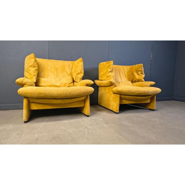 Yellow Porto Venere Sofa by Vico Magistretti for Cassina, 1980s, Set of 2 For Sale - Image 8 of 12