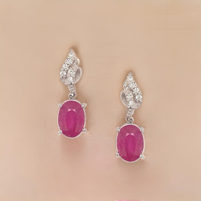 Natural Ruby Diamond Earrings 14k Gold 1.55 TCW Certified For Sale - Image 4 of 14