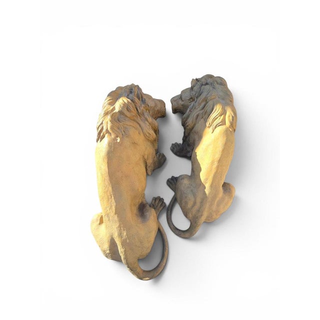 Neapolitan Artist, Large Lions, 1980s, Patinated Bronze, Set of 2 For Sale - Image 10 of 11