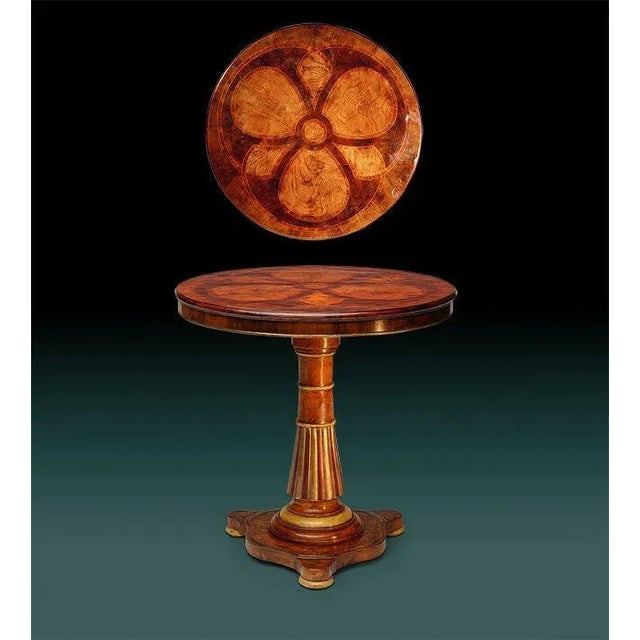 A Neapolitan design, this round pedestal lamp table exudes balance in form and detailing. The center pedestal, with...