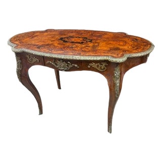 Antique French Walnut & Marquetry 19th C. Ladies Writing Desk Circa 1880 For Sale