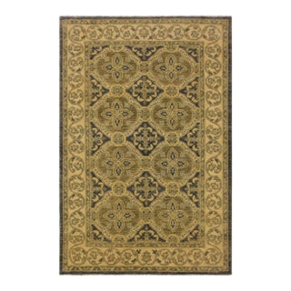 1990s Shabby Chic Kafkaz Bluish Gray/Tan Hand-Knotted Rug - 4'1 X 6'0 For Sale