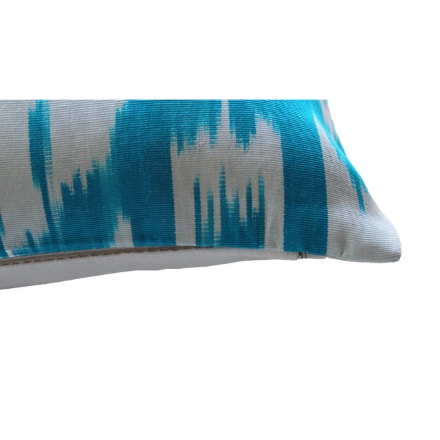 Contemporary Blue Ikat Decorative Pillow For Sale In Washington DC - Image 6 of 10