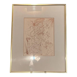 Vintage Salvador Dali "Autumn" Etching Print Kulicke Metal Frame 19x15 For Sale