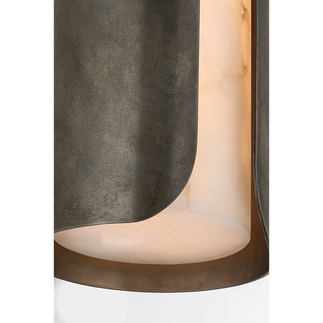 Visual Comfort Anne-Marie Barton for Visual Comfort Signature Armise 14" Sconce in Mottled Pewter with Alabaster For Sale - Image 4 of 11