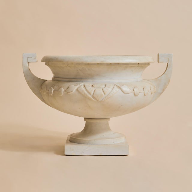 19th Century 19th Century Italian Neoclassical Carrara Marble Urn For Sale - Image 5 of 10