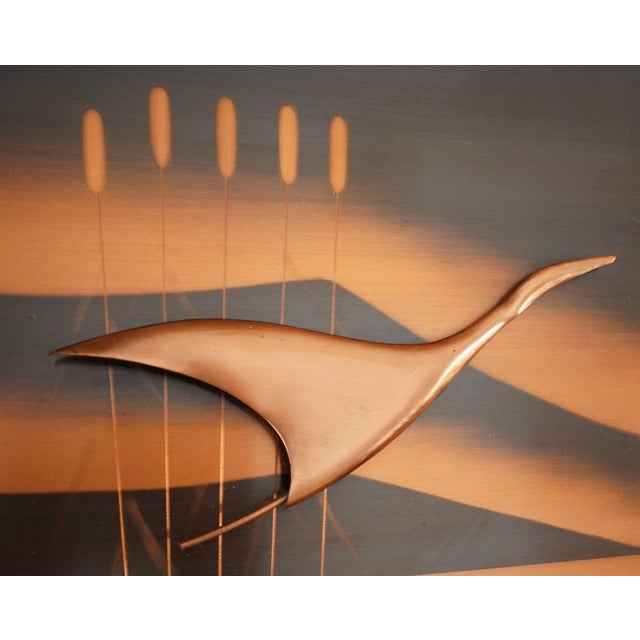 Large Mid-Century Copper Wall Panel with Flying Birds and Sun, 1950s For Sale - Image 6 of 10