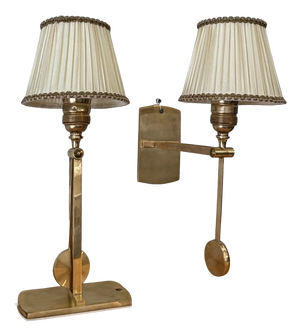 Mid-Century Scandinavian Table or Wall Lamps in Brass by Kaare Klint for Le Klint, Denmark, 1950s, Set of 2