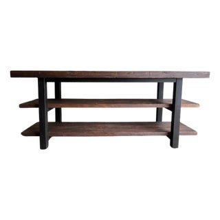 Heavy Wood Console For Sale