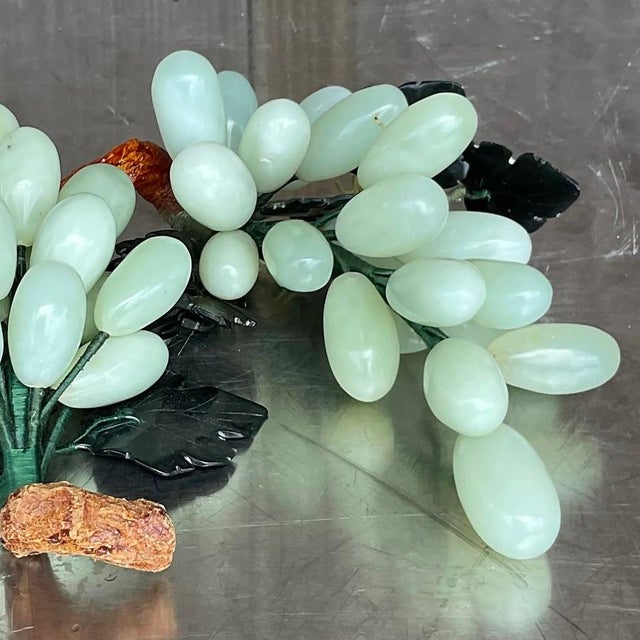 Celadon Vintage Carved Green Stone Grape Cluster Sculptures - A Pair For Sale - Image 8 of 13