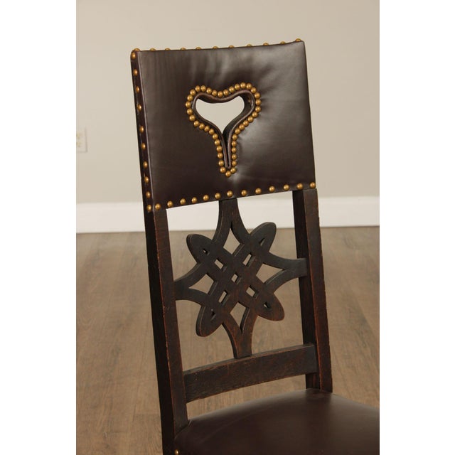 Michigan Chair Co. Antique Oak Arts & Crafts Hall Chair For Sale - Image 4 of 12