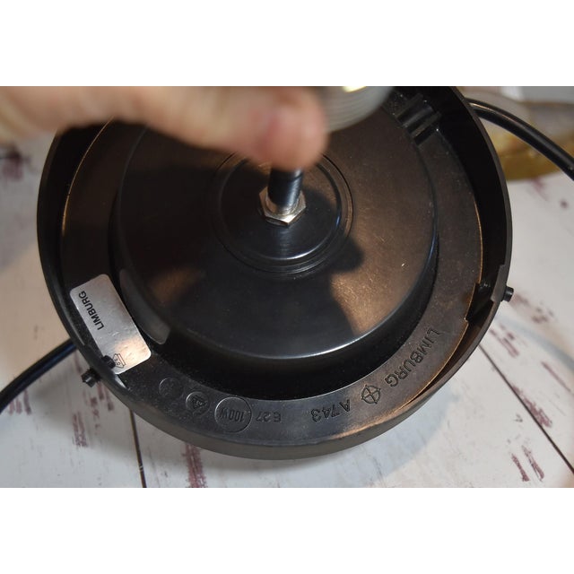 Vintage 1970s Mid-Century Modern Glashutte Limburg White Glass Mushroom Table Lamp Model A743 For Sale - Image 18 of 18