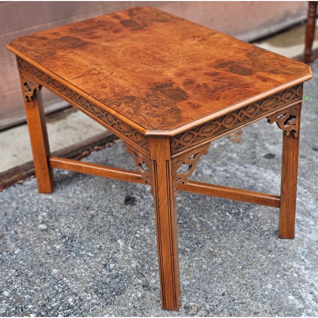Mid 20th Century Chinese Chippendale Style Burlwood and Mahogany Side Table For Sale - Image 11 of 12
