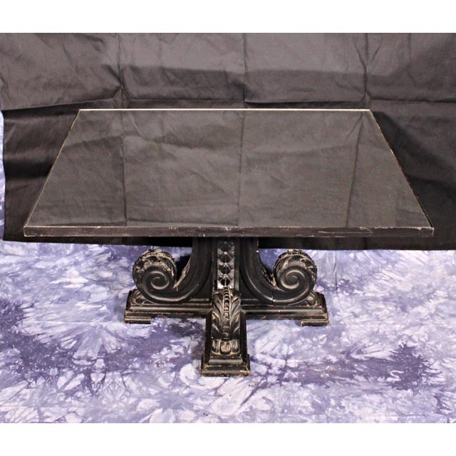 Rare Black Carved Mirror Glass Top Antique Coffee Table ...