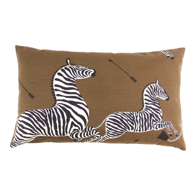 The House of Scalamandré Zebras Lumbar Pillow, Safari Brown For Sale