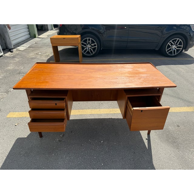 1960's Peter Lovig Nielsen Danish Modern Floating Top Executive Desk For Sale - Image 10 of 12
