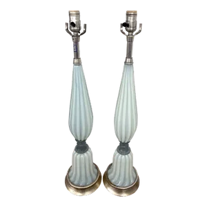 Mid Century Italian Murano Glass Table Lamps - a Pair