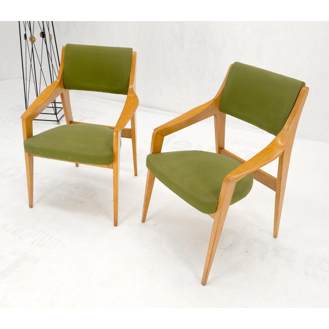 Pair of c1950s Blond Birch Scandinavian Swedish Arm Chairs Green Upholstery For Sale - Image 15 of 15