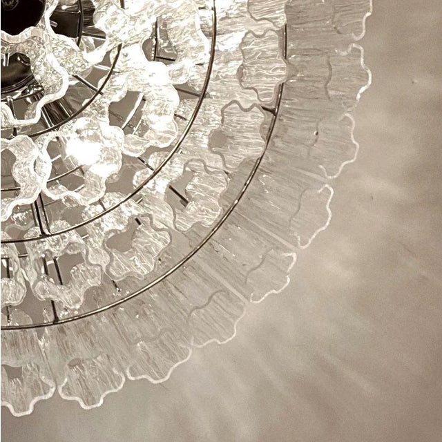 Art Deco Bespoke Italian Art Deco Design Crystal Murano Glass Nickel Modern Chandelier For Sale - Image 3 of 10