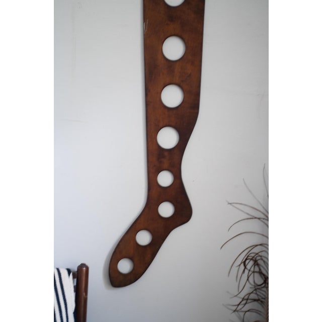 Brown Vintage Wooden Sock Stretcher: Rustic Primitive Farmhouse Wall Decor For Sale - Image 8 of 8